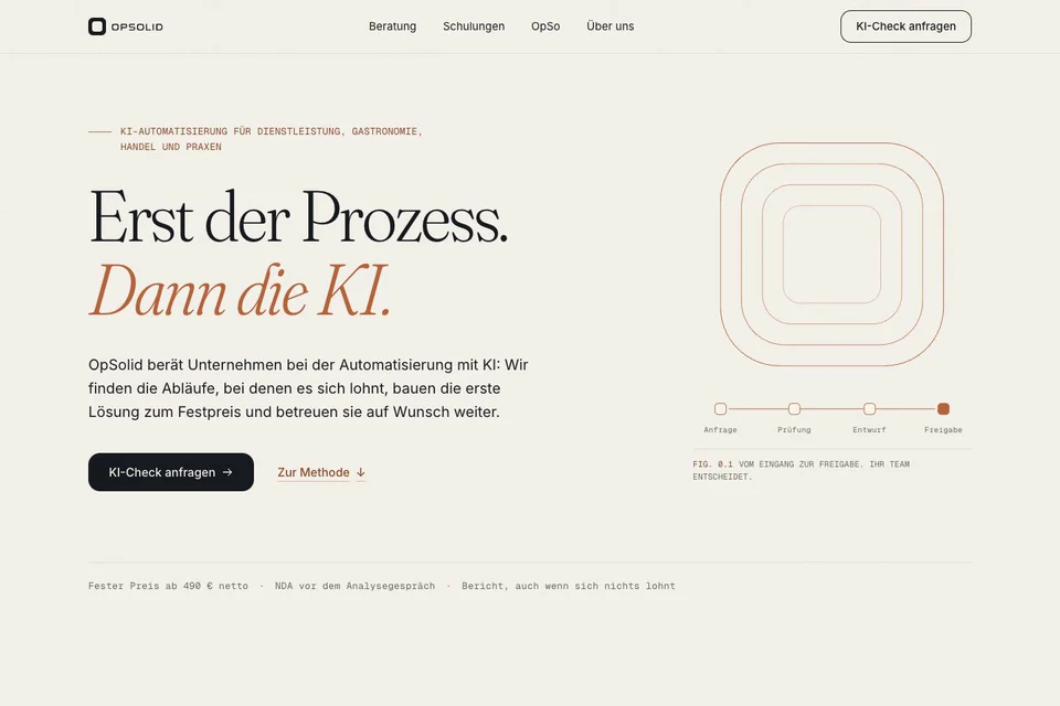 Excerpt of the opsolid.de home page